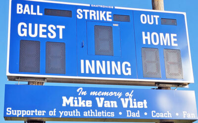 Scoreboard dedicated to Mike VanVliet